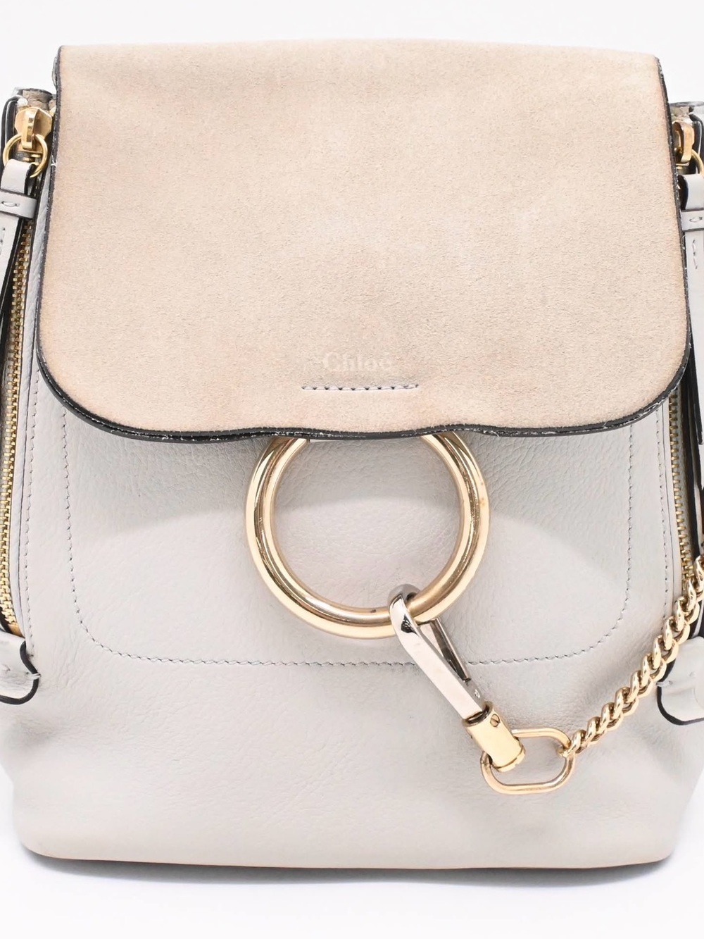 CHLOE Faye Small Leather & Suede handbag/Backpack in light beige
